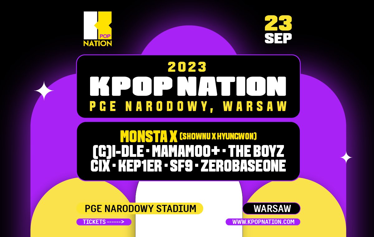 mykpopnation's tweet photo. Thank you for waiting patiently for the final lineup announcement✨
 ⭐ We're pleased to announce that 👑 The 3rd generation king @OfficialMonstaX  (SHOWNU X HYUNGWON) will be joining KPOP Nation, in Warsaw, Poland 🌍✨
Let's be together at KPOP Nation 2023 in Warsaw🎤 https://t.co/SRsRyvzYVd