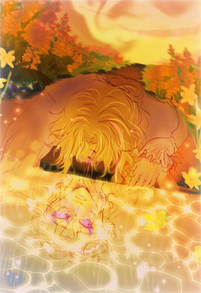 Yayamiouts's tweet photo. #ParaliveMythWeek Day 3: "Prophecy" Toma Hikage as Narcissus 
The prophecy said Toma, the son of the river God, would live a long life only if he never saw his reflection.. His own beauty is so stunning it killed him.
#paradoxlive #ParadoxLivepoint #パラライ #パラライファンアート https://t.co/F9ldCA03Ki