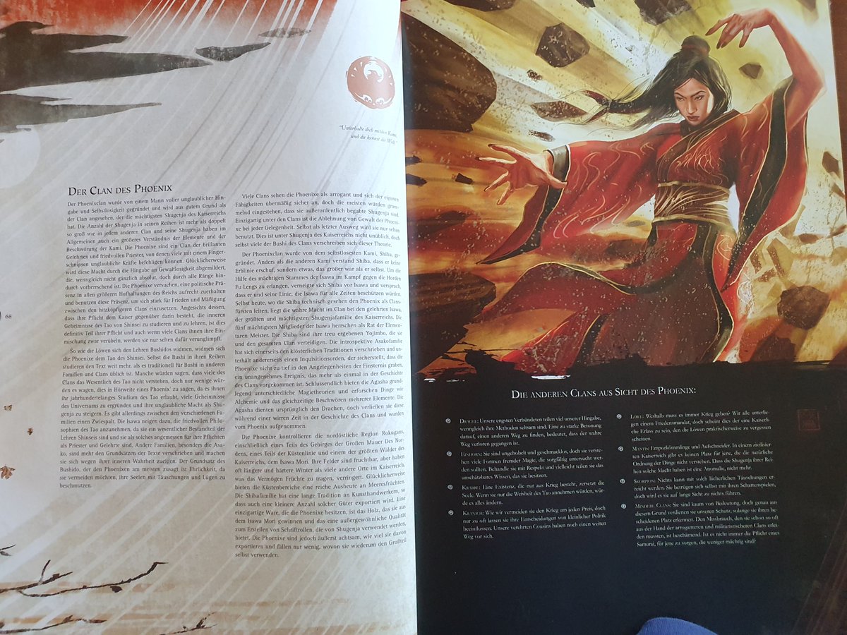 Dschulis's tweet photo. #pnpde #rpgaday2023 Tag 23: 
Diesen Platz teilen sich in meiner Sammlung Kult (4. Ed) und die Deluxe-Ausgabe von Legend of the Five Rings (4. Ed). Die physische Ausgabe von CBR:PNK, die letztes Wochenende angekommen ist, ist aber auch ein sehr starker Anwärter. https://t.co/TuiIqJ9cMa