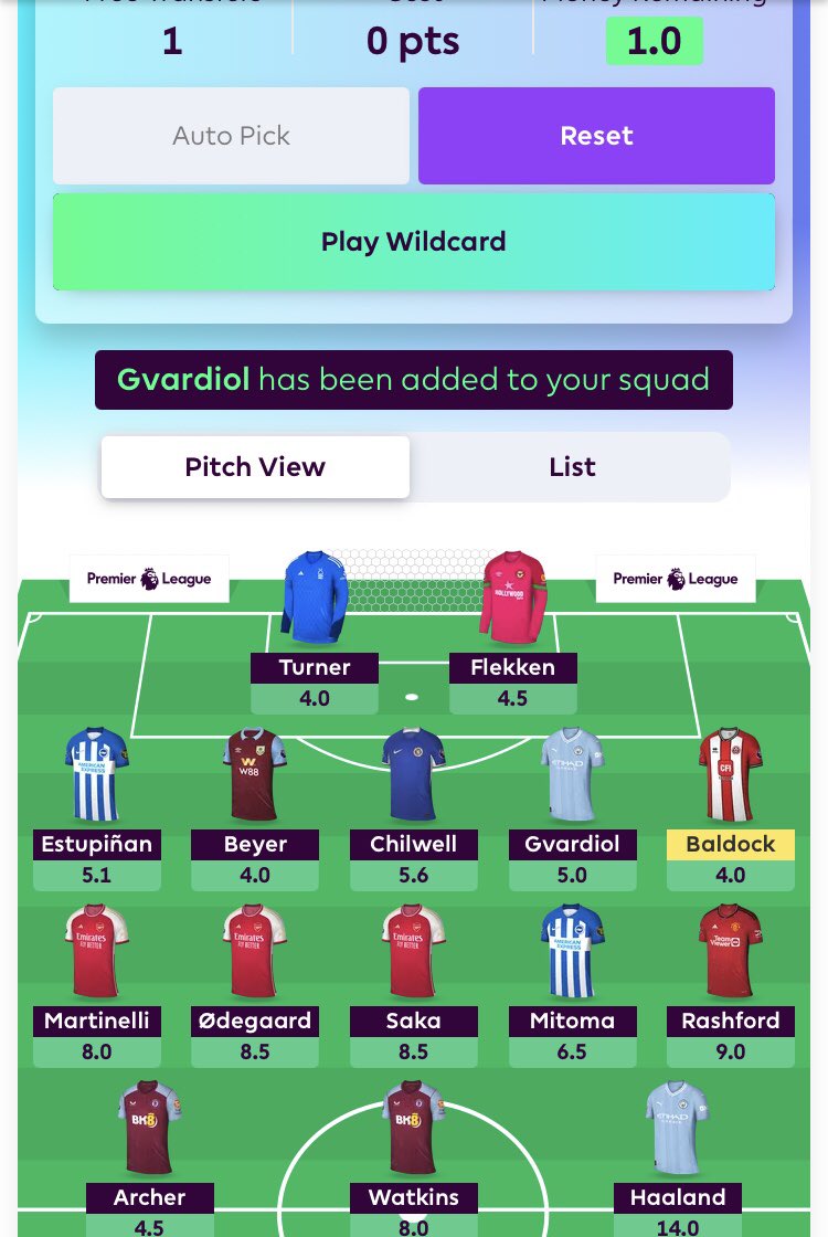 RankAndSpank's tweet photo. #GW2 : 59
OR: 400k
#GW3 : Shaw - Gvardiol, Rolling 2nd transfer

Wanted: Foden, Boom Boom
On the edge: Jackson, Wissa

Resisting temptation and wait for 1 more week’s info. Can’t turn on either Rashford (NFO) or Mitoma (WHU). MCI scares me more than Mbuemo’s GW2 16 points. #FPL https://t.co/49IfNQ0E2M