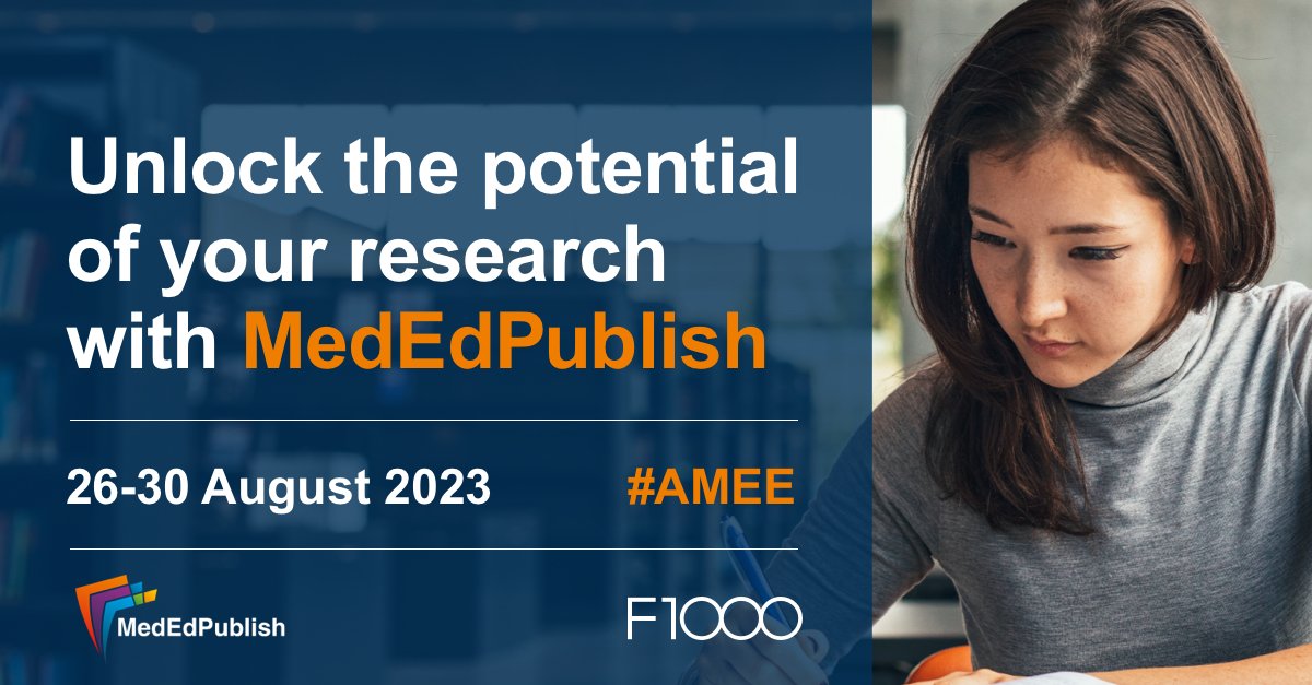 📣We're delighted to attend #AMEE2023 (August 26 - 30, 2023).

Come to the MedEdPublish stand to discuss our innovative publishing model face to face with <a href="/F1000/">F1000</a> Associate Publisher @Jamesmbarker1

Explore our website: mededpublish.org/about

#MedEd #OpenScience