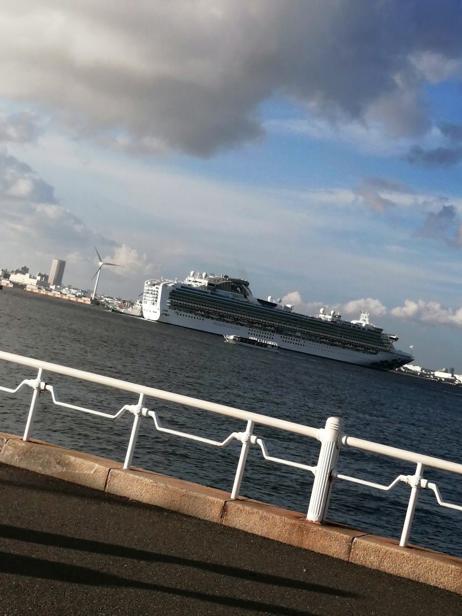 「ゆっくりと向きを変えて、出港していくダイヤモンドプリンセス号。旅に出たくなった 」|TARUHI1号4/2J 庭*5/3黒猫邁進参加のイラスト