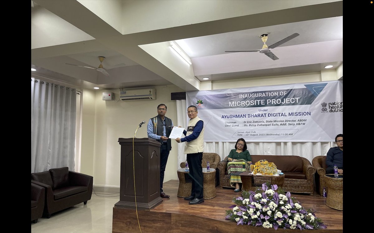 First #ABDM #Microsite under the #100Microsites Project by NHA launched in Aizawl, #Mizoram. All #healthcare facilities including the private clinics, small hospitals and labs in the region shall be made ABDM-enabled. Read More: pib.gov.in/PressReleseDet… @dipr_mizoram