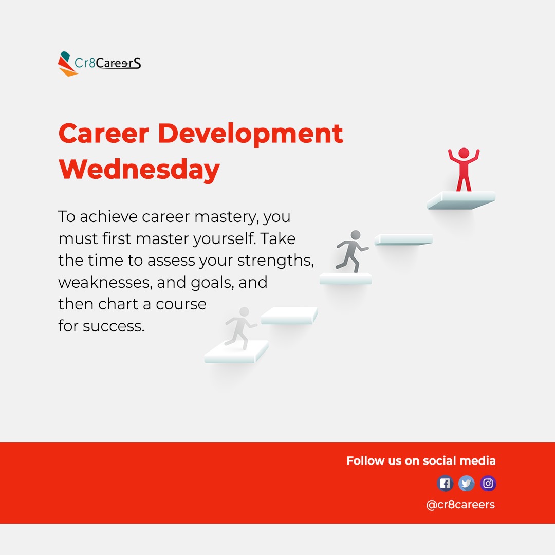 cr8careers's tweet photo. Attain career mastery by mastering yourself, assessing strengths, weaknesses, goals, and plotting a path to success.

#CareerMastery #SelfAssessment #StrengthsAndGoals #PathToSuccess #PersonalGrowth #cr8careers #development https://t.co/845G27x2LY