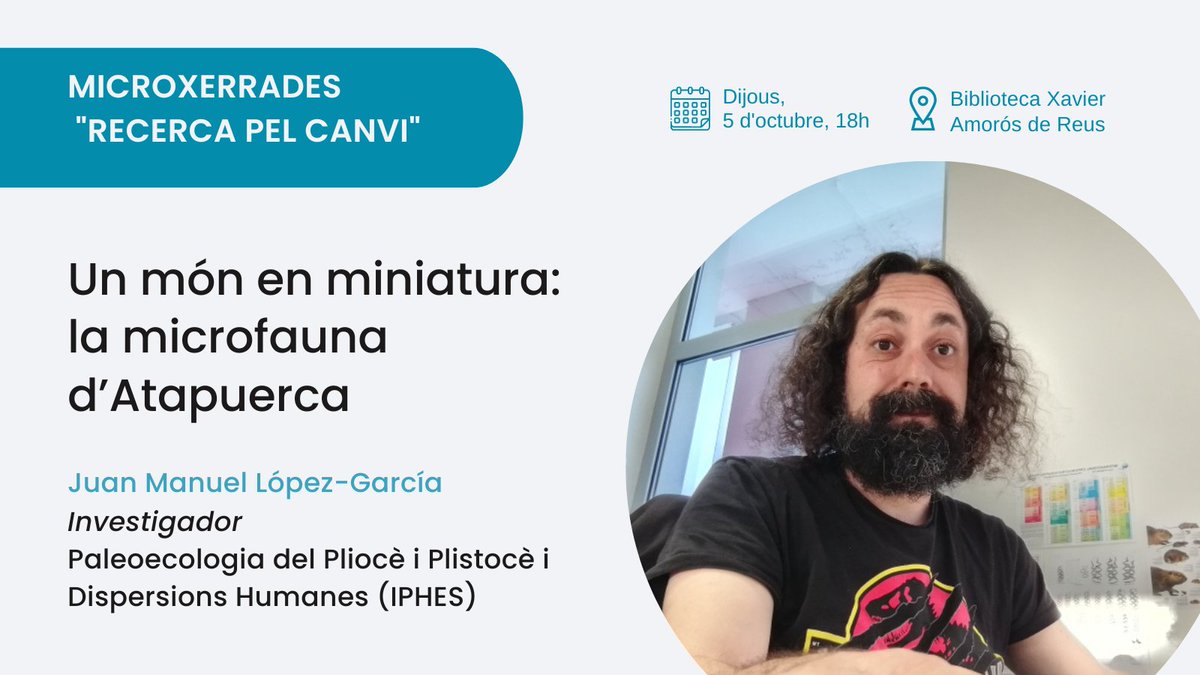 irbcatsud's tweet photo. ➡️“Un món en miniatura: la microfauna d’Atapuerca”, a càrrec de Juan Manuel López-García, investigador del Grup de Recerca Paleoecologia del Pliocè i Plistocè i Dispersions Humanes, de l’@iphes
🔗 https://t.co/Jd2XjrxSTf
#IISPVTalks https://t.co/i3itY8Jrnh