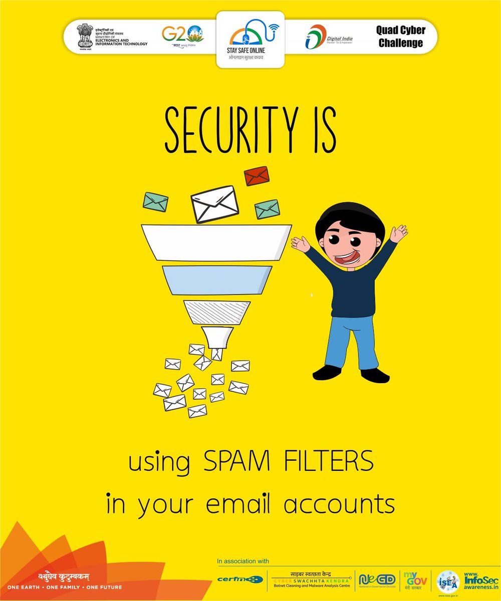 PROFESS51177061's tweet image. Keeping your inbox clean and your information safe!
#EmailSecurity #SpamFilters #staysafeonline #cybersecurity #g20india
