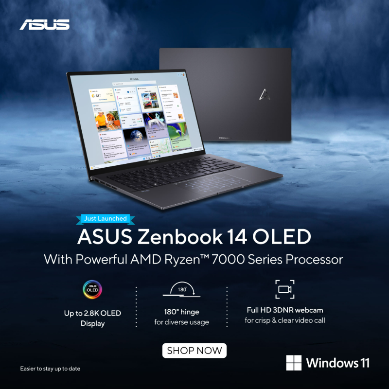 ASUSIndia's tweet photo. Unleash sophistication with ASUS Zenbook 14 OLED. Timelessly elegant yet totally modern, it's the epitome of style and performance. Elevate your experience to new heights of beauty and innovation.

#ASUSIndia #ASUSOLED #Windows11