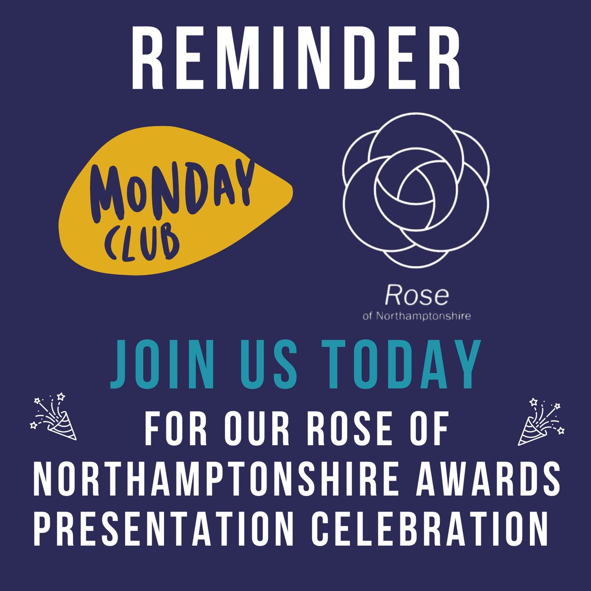 Join us today for our #RoseOfNorthamptonshire awards presentation celebration! It'll be a great afternoon, celebrating those who have supported our community 💛  Be sure to join us from 12-4pm!  

#tmdf #mccarthydixon #northampton #socialclub