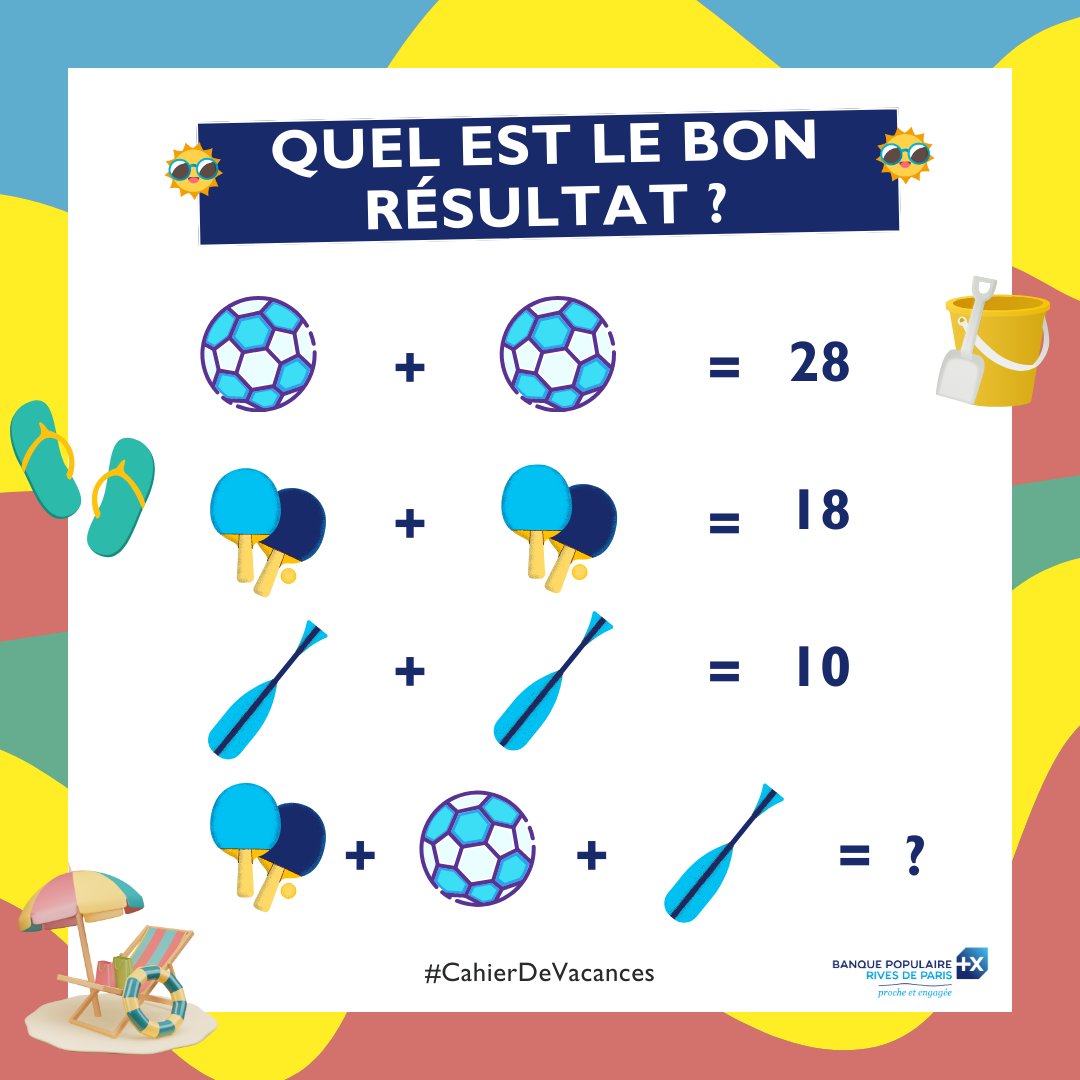 BP_RivesParis's tweet image. #CahierDeVacances 🏝️
Pensez-vous pouvoir résoudre cette suite logique ? Votre mission est de découvrir la prochaine valeur manquante 💡

Que la logique soit avec vous 😄 Vous pouvez écrire votre réponse en commentaire ! 👇