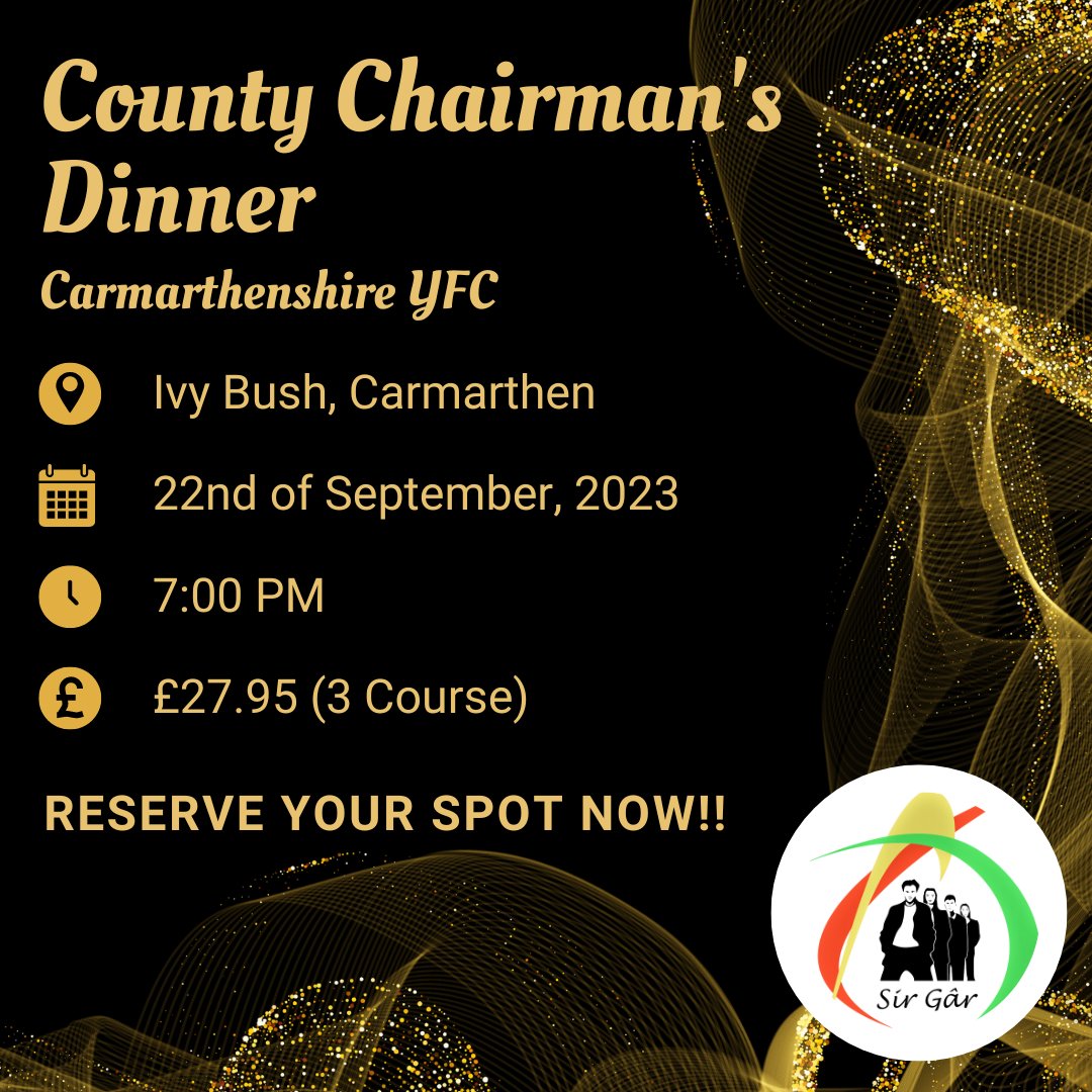 Mis i fynd!! Cysylltwch â'r swyddfa nawr i archebu eich lle yn Ginio'r Cadeirydd ar y 22ain o Fedi. 

A month to go!! Contact the office now to book your place at the Chairman's Dinner on the 22nd of September.