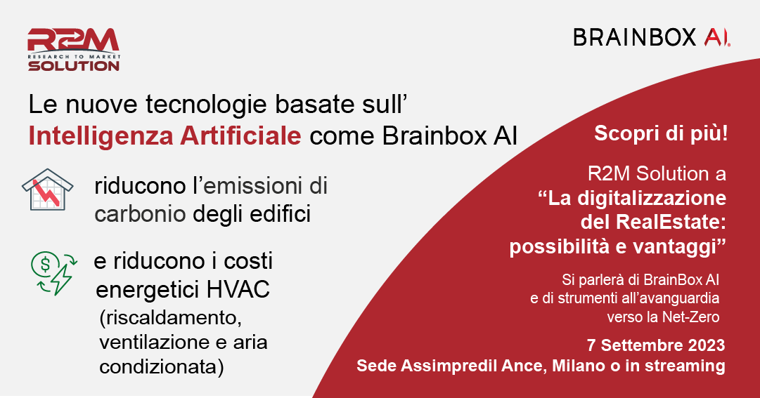 L’#AI per ridurre l’emissione di carbonio e risparmiare in bolletta💰 

Partecipa al #panel “Innovazione digitale nell’attività dei servizi”! 

 <a href="/alelodig/">Alessandro Lodigiani</a> di #R2M parlerà di #BrainboxAi e delle nuove tecnologie per il Real Estate. 
🗓️7 Settembre 
bit.ly/RealEstQI