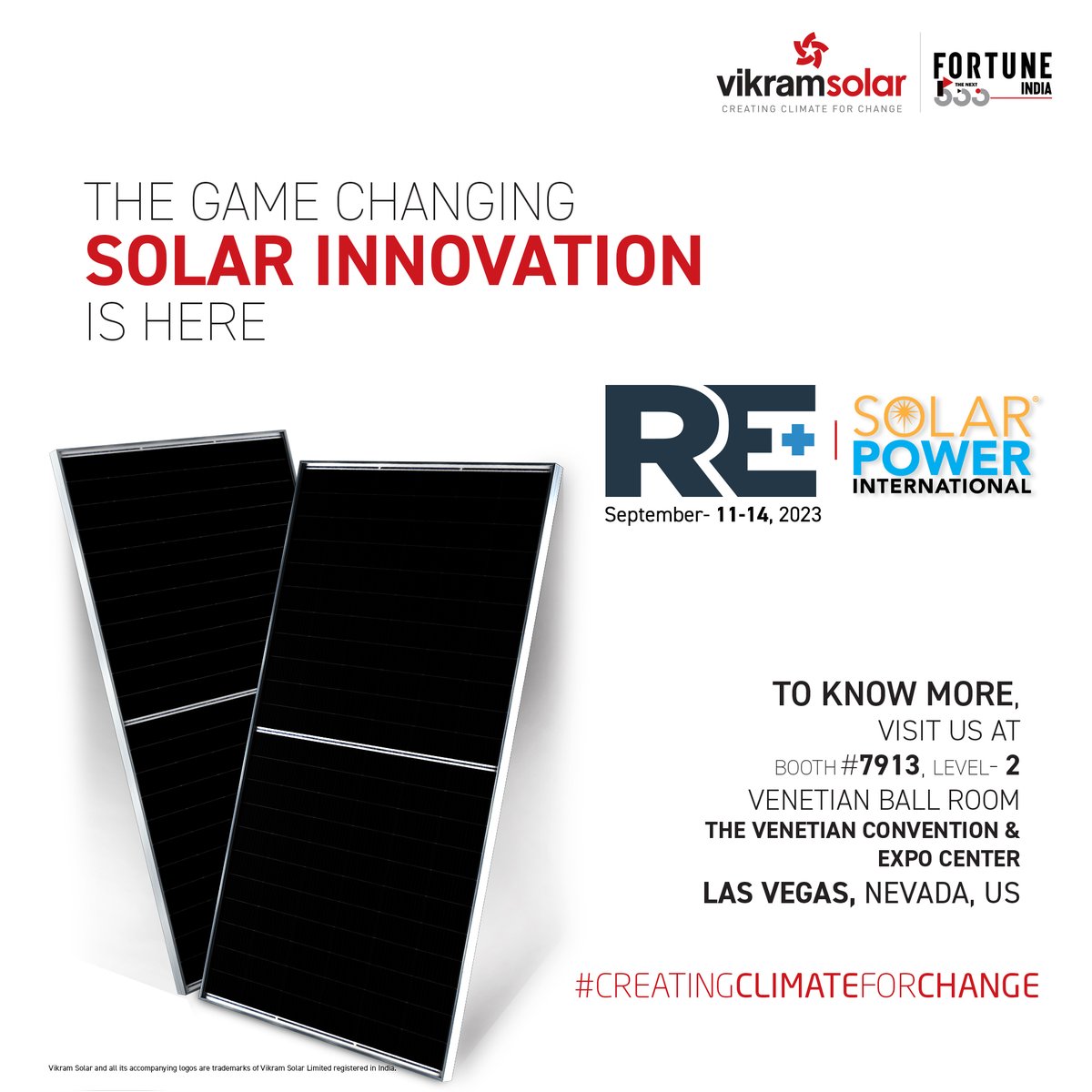 VikramSolar's tweet photo. Eager to experience the next gen #solar PV #panel ? Do meet us between 11-14 Sept at @REPlusEvents in Las Vegas, NV, USA at booth no #7913 (Level-2).
Let's #Reimaginesolar, together!
@SEPAPower @SEIA
#CreatingClimateForChange #VikramSolarUS #REplus2023 #americas #CleanEnergy https://t.co/wQAXSOHPjH