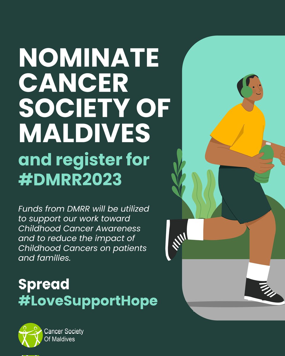 CancerSocietyMV's tweet photo. Nominate Cancer Society of Maldives and register for #DMRR2023
Spread #LoveSupportHope
As in the past years, we look forward to your continued support this year as well. Thank you. https://t.co/rQFn8bw3Sl