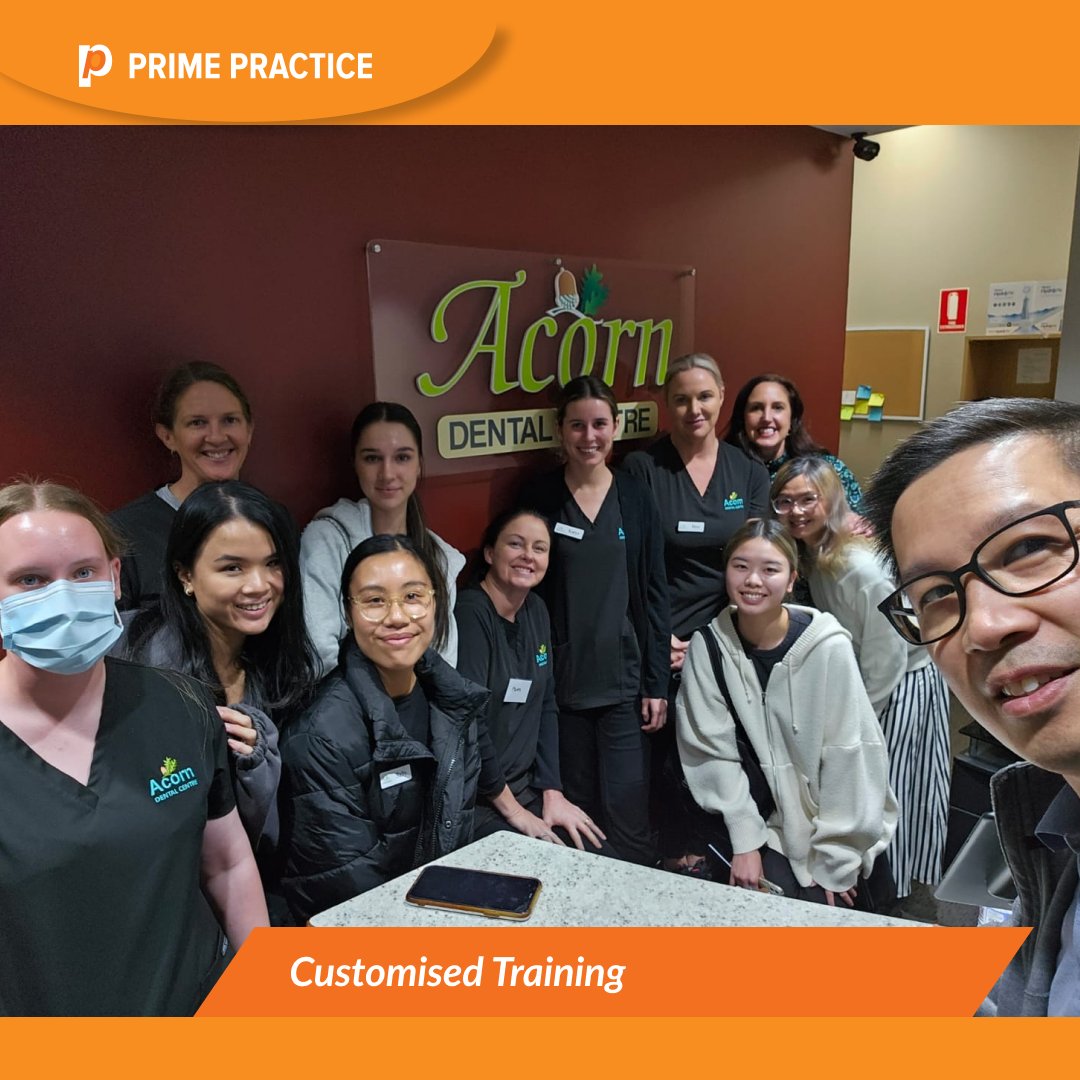 PrimePractice's tweet image. Inspiring day with Acorn Dental! Last month, we joined forces with Acorn Dental in Perth for a memorable Customised Training session led by Coach Daleen Kupsch. It was an interactive day of growth and learning, benefitting the entire team. Read more: bit.ly/3qGHVgY