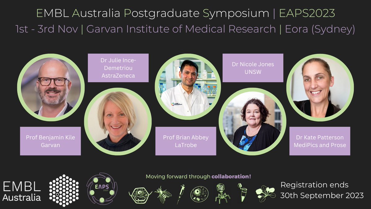 EMBLAuSymposium's tweet photo. Our roll out of speakers for #EAPS2023 continues! We are excited to welcome @KileBenjamin, @InceDemJ, @BrianAbbey16, Dr Nicole Jones and @KatePatt to our line up! Make sure you register by 30th September to hear from these (plus many more) amazing speakers! https://t.co/ocoj2sfHxg