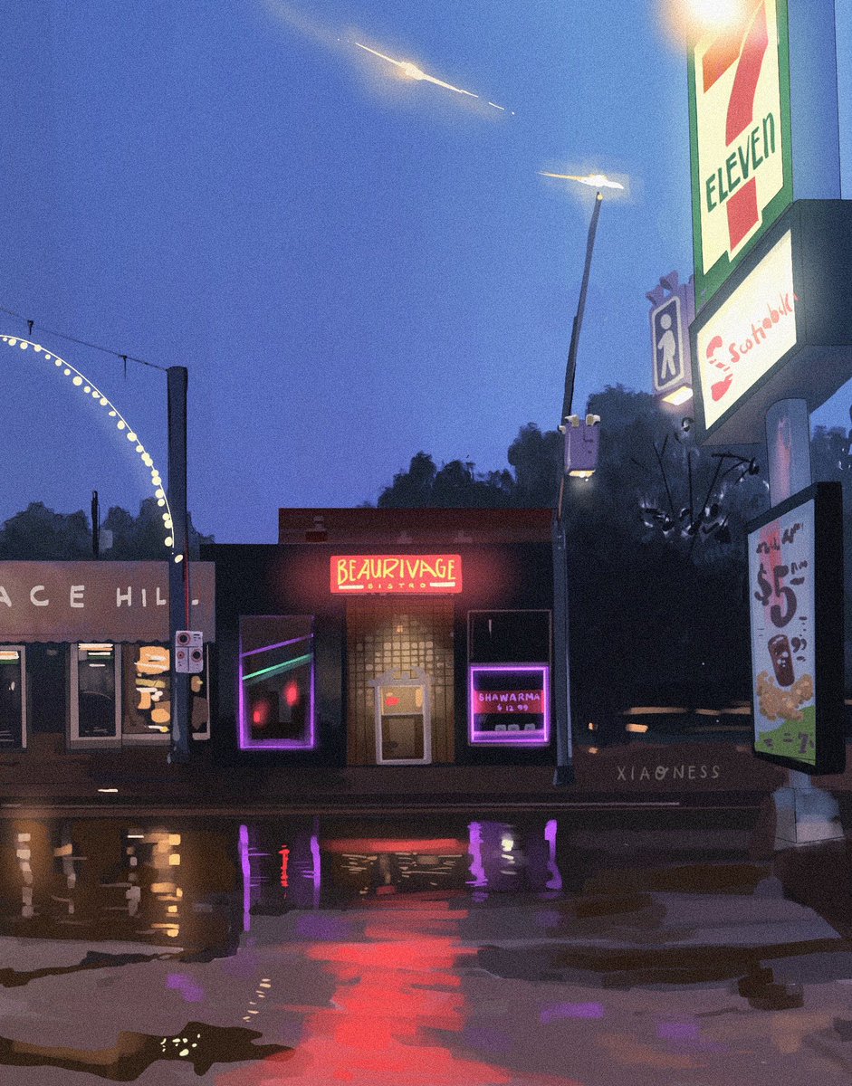Forgot I had this WIP in my files 😆 I think this is my first time drawing a wet road night scene. I kinda like how this turned out ☔️🌙 #procreateart #winnipegart