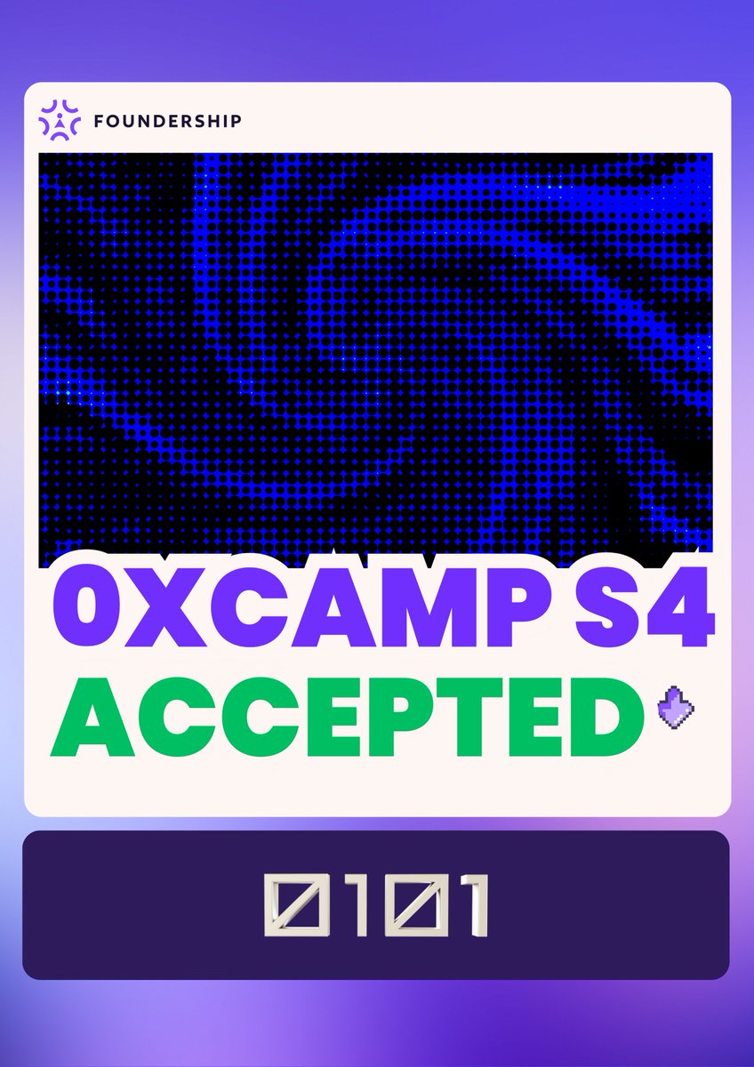 We are excited to announce 0101 Labs has been selected for 0xCamp S4 by <a href="/FoundershipHQ/">Foundership - Business Studio</a> ! 🎮

This is a significant stride in advancing our vision of bridging the gap between Web2 &amp; Web3 gaming. 💥
