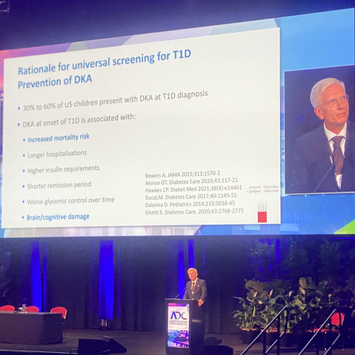 Professor Tadej Battelino presents #T1D screening and it’s relevance. So why screen? Prevention of DKA. #adc23