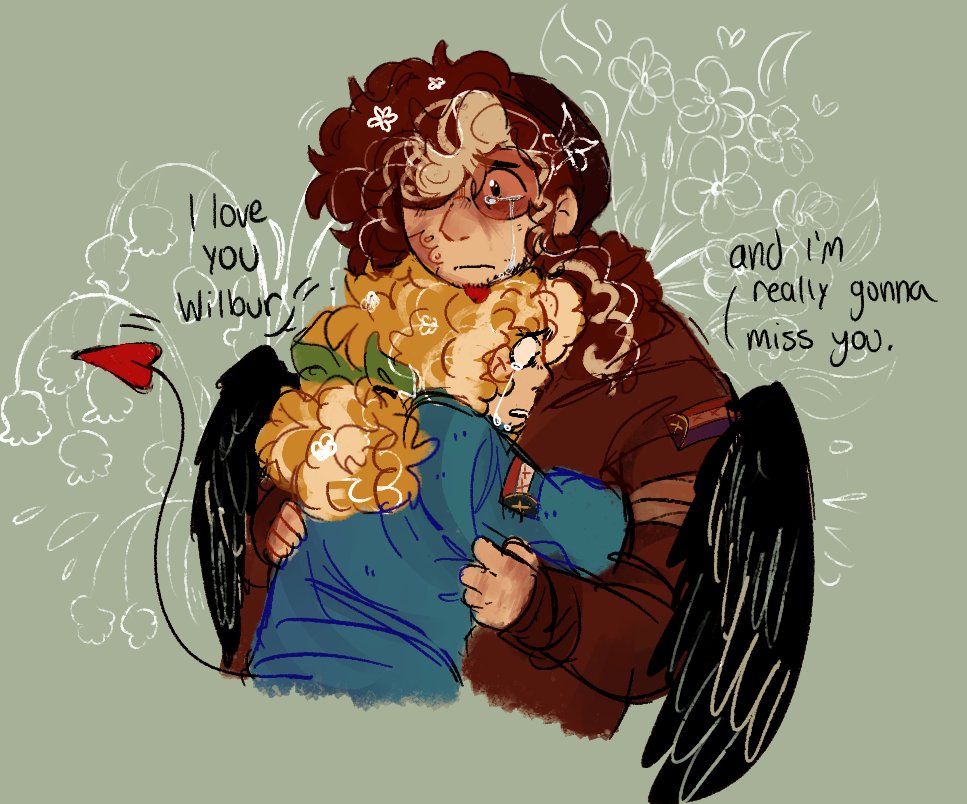 cl0verbyte's tweet image. forget-me-nots and lilies of the valley. #dsmp #dsmpfanart #crimeboys #wilbursootfanart #tommyinnitfanart