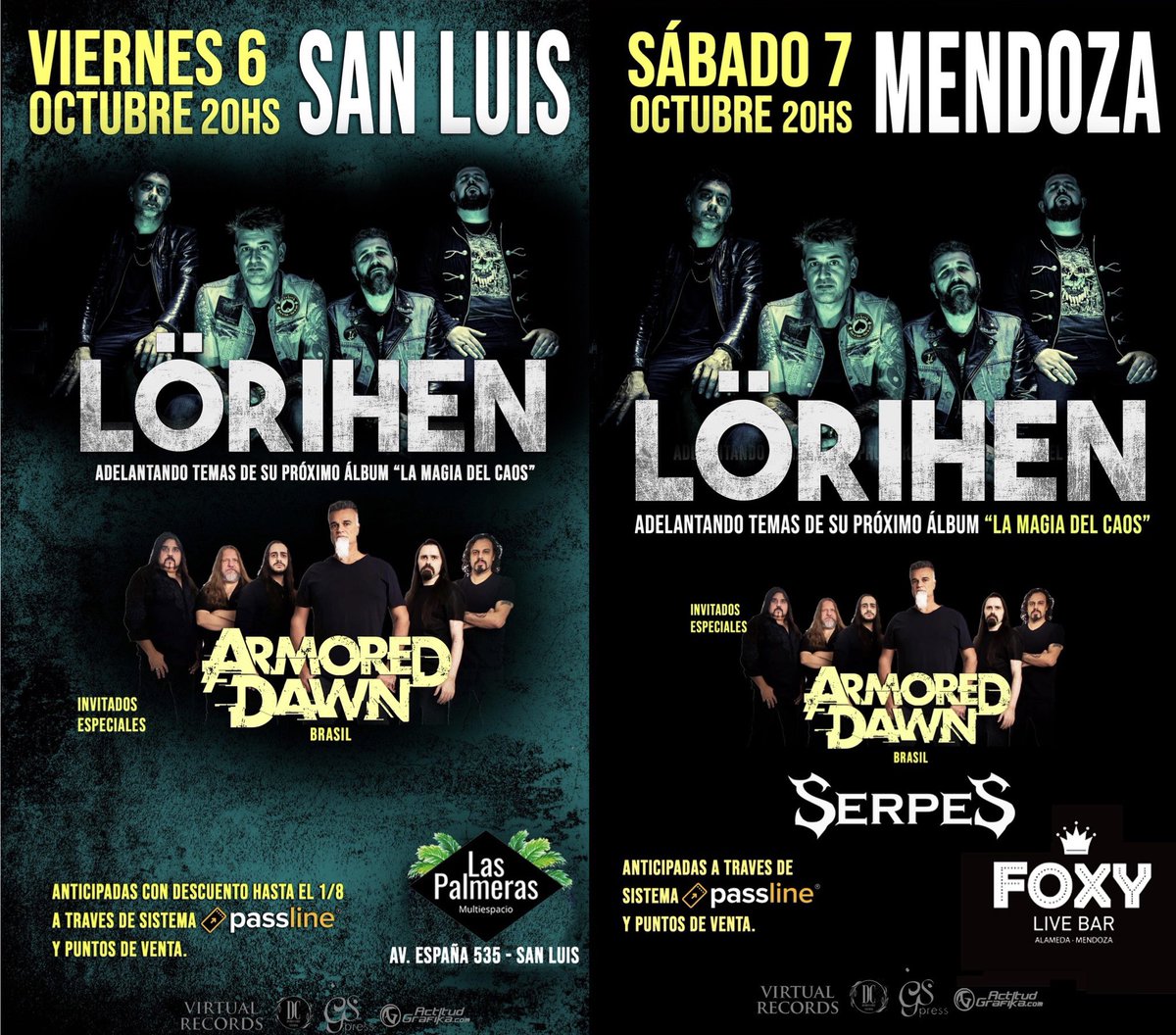 Volvemos a la tierra del bien vino!!! Viernes 6/10 #SANLUIS Sab 7/10 #MENDOZA 
🔥Volvemos a encontrarnos🔥
Adelantando temas de nuestro próximo álbum #LAMAGIADELCAOS . Anticipadas por <a href="/PasslineArg/">Passline Argentina</a>