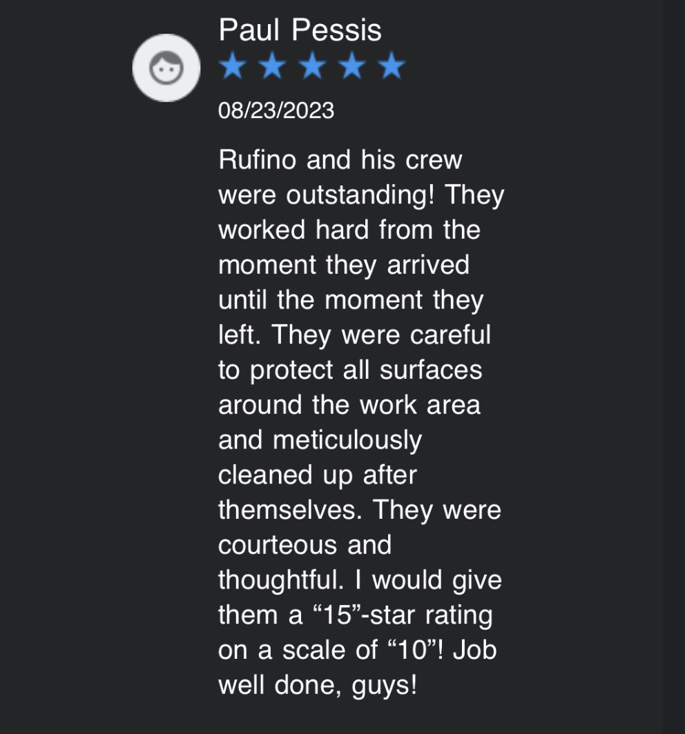 ChimneyMonkeys's tweet image. ⭐️⭐️⭐️⭐️⭐️
We're thrilled to hear that Rufino and our crew provided you with outstanding service. Our team takes great pride in their work, and it's wonderful to know that their hard work and attention to detail left such a positive impression on you.#ChimneyExperts #TopNotch