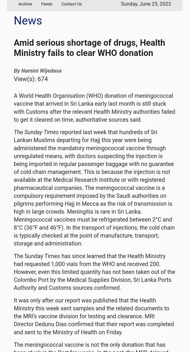 nimilamalee's tweet image. Wrote repeatedly about the medicines issue. There's no emergency. There's corruption, inefficiency and lies. Now, meningitis. Grateful to the few fighters in the health system that risk their jobs to release information. See the dates on my meningitis stories. Then the DM report.