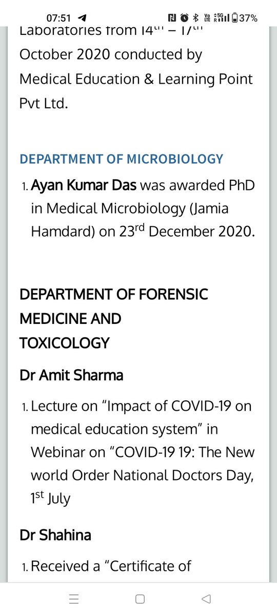 Tmanoj593Tiwari's tweet photo. @ayan_das12 1.Ayan das ,You have done a part time PhD and it was awarded while working as domonstretor .
Please show the rules of Hamdard that you can do both domonstretor ship and PhD together.
MD microbiology was not recognised in HIMSAR when you started your PhD. https://t.co/gmeIRzZFSu