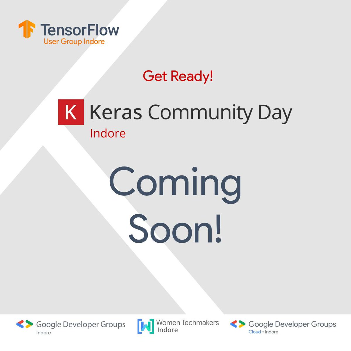 🚀 Calling all #MLenthusiasts, #data wizards, and #TF aficionados! 
Join us for Indore's first-ever #KerasCommunityDay by TensorFlow User Group Indore . 🌟🤖
Dive into the world of #Keras, connect with fellow #AI enthusiasts, and unlock the power of #ML. 
Coming soon your way!