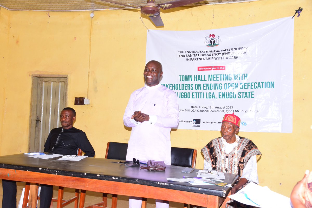 Today we celebrate @ESGovernment for the bold steps taken at ending #opendefecation in Igbo Etiti LGA and other parts of the state. Strong commitments from stakeholders at the Townhall meeting facilitated by @Toiletpride at Igbo Etiti. Thanks to @UNICEF_Nigeria for the support
