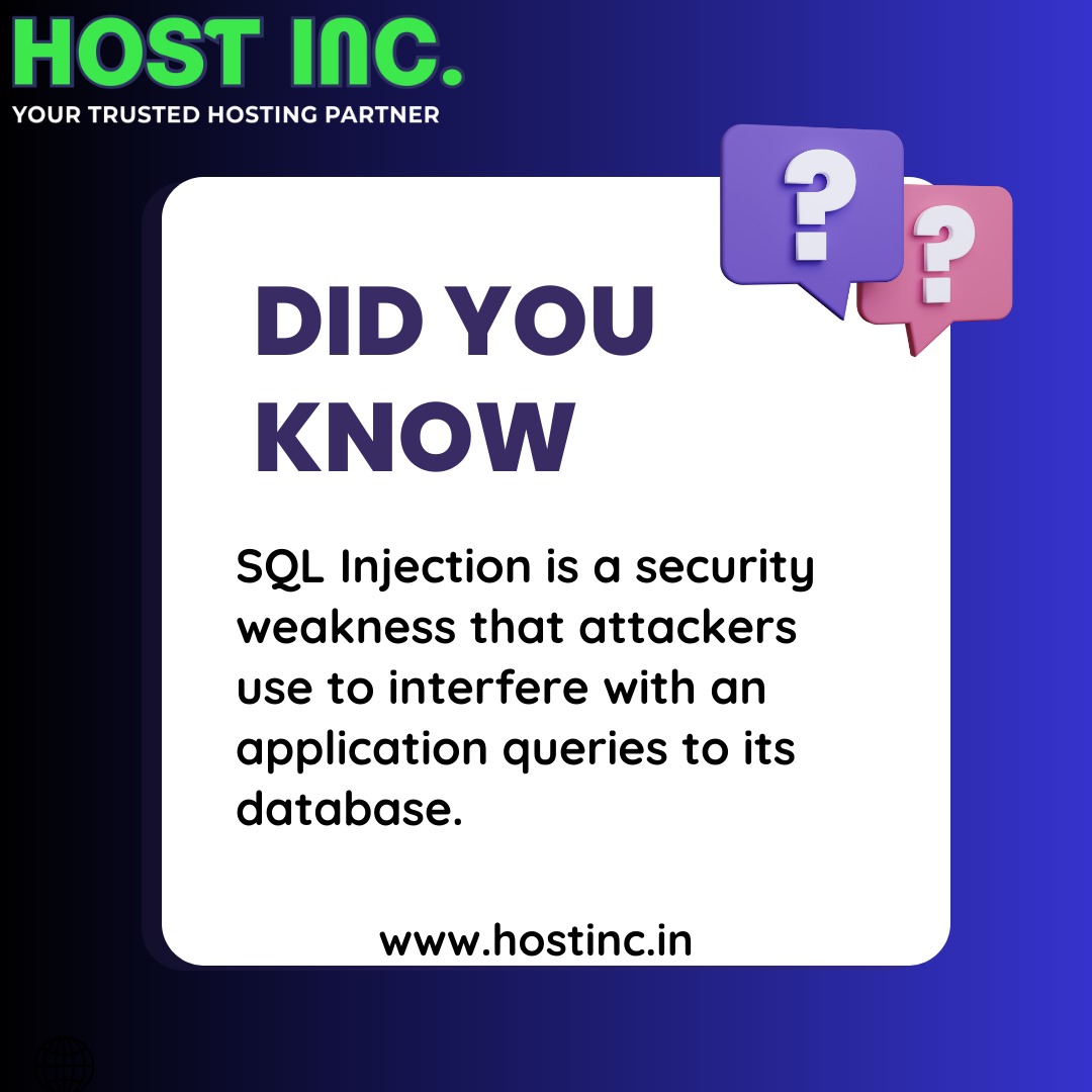 im_Hostinc's tweet image. Unlocking the secrets of web security! Did you know that even a small vulnerability like SQL injection can lead to major security breaches? Learn how to fortify your code and protect your data with our expert-led courses.
#CodeSecurity #WebDev101 #didyouknow #facts