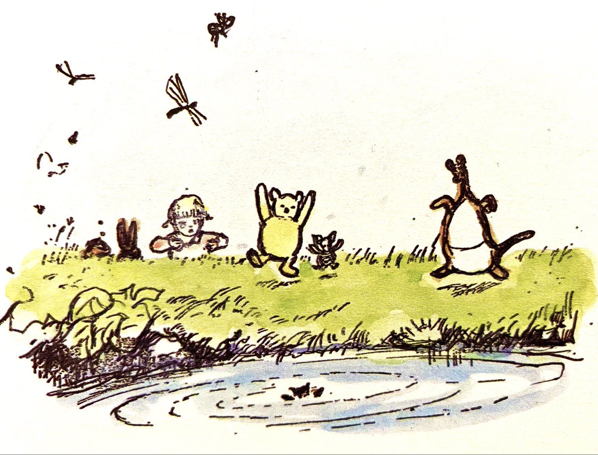 Owl was telling Kanga an Interesting Anecdote full of long words like Encyclopaedia and Rhododendron to which Kanga wasn’t listening, for there came a sudden squeak from Roo, a splash, and a loud cry of alarm from Kanga. “Roo’s fallen in!” 
~A.A.Milne #summerholidays