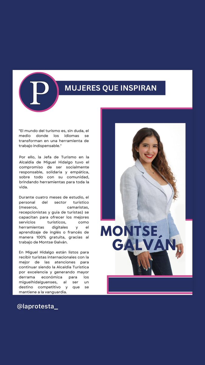LaProtesta_'s tweet photo. En el Turismo existen mujeres que están marcando el destino del sector, @MontGalvan trabaja para encumbrar a la Miguel Hidalgo como la alcaldía turística por excelencia. https://t.co/ugnp62STdr