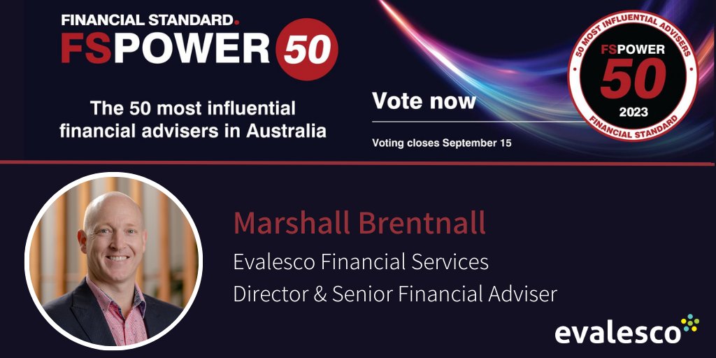 evalescoadvice's tweet photo. We are delighted to announce that our Director @MarshBrentnall has been shortlisted for the 2023 #FSPOWER50 with 100+ Financial Advisers across Australia
Help Marshall get into the Top 50 by voting here https://t.co/UF36NkG6ks
Congratulations @_HughRobertson & @theo_troy as well https://t.co/zrssDXP1gQ