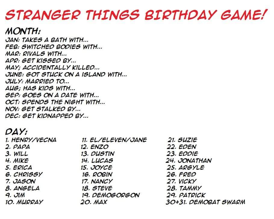 nandovdheide's tweet image. #strangerthings #birthdaygame