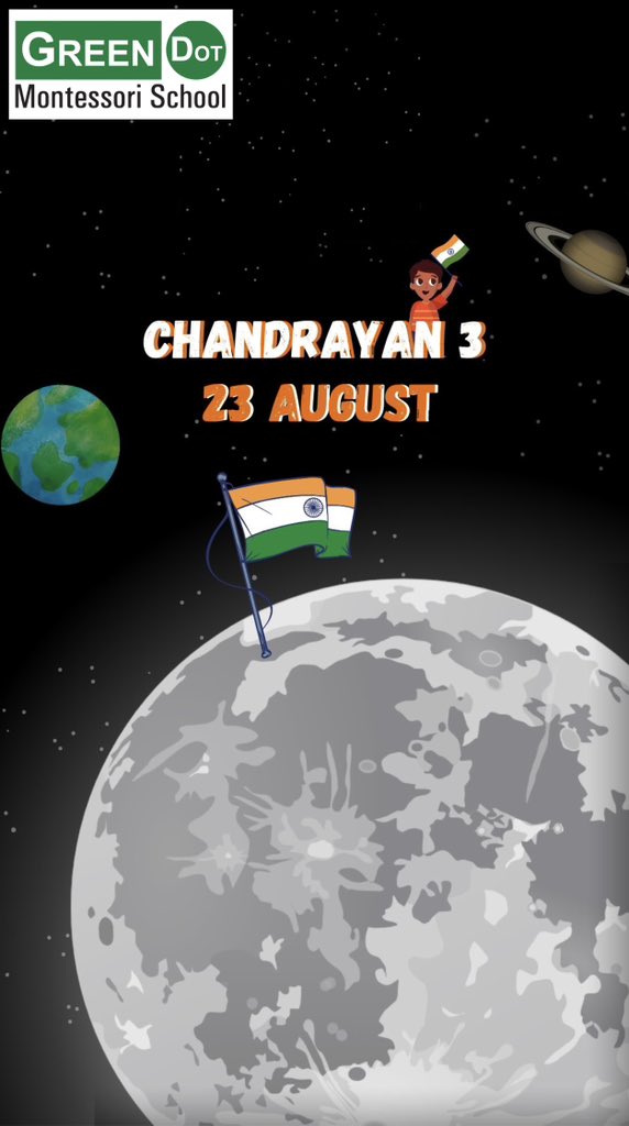 GreendotM's tweet photo. Let's watch history unfold!

#Chandrayaan3 lander Vikram is all set to touch down the moon's surface and make its mark on history.
Mark your Calendars: August 23rd 2023, starting at 17:20 Hrs.
Let's celebrate together!

Wishes for a safe landing. https://t.co/LjnoQ4pZ8k