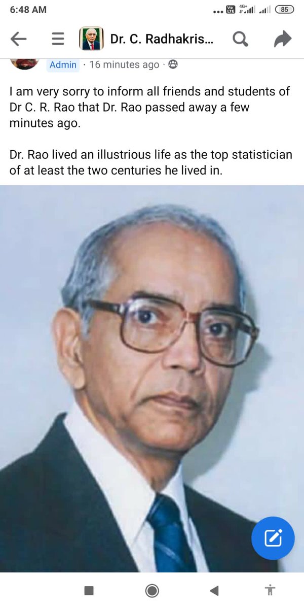 A colossal loss and end of an era in Statistics. May his soul rest in peace!