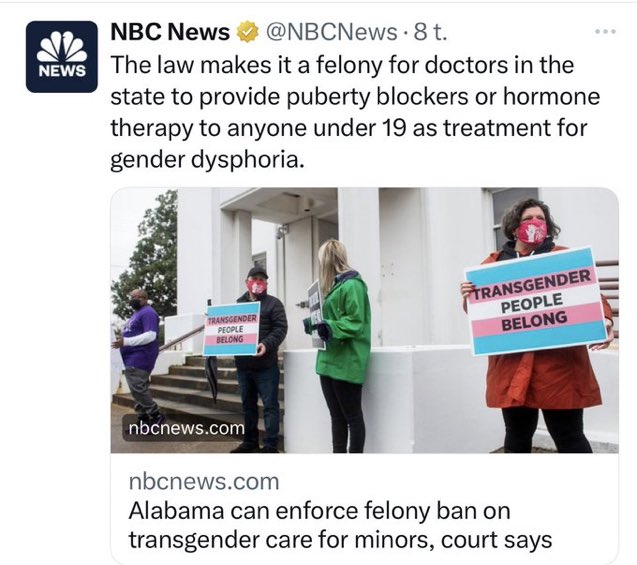 Be like Alabama, stop gender transition therapy for kids under 19 for gender disphoria