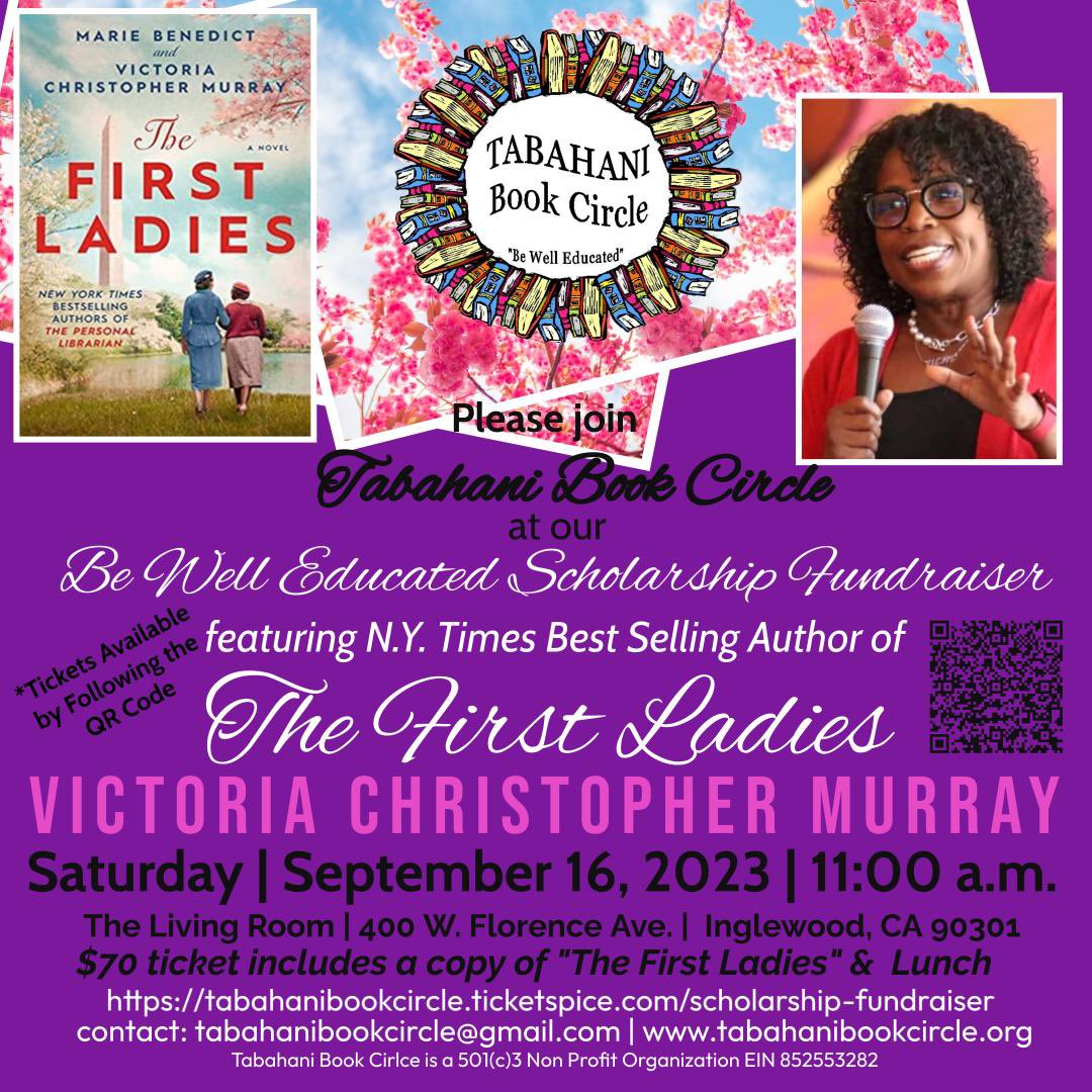 T5ROCK's tweet photo. Help us support students and #GiveMoreIn2024 with bestselling award-winning author @VictoriaECM on Saturday, September 16 in Inglewood, CA  #TabahaniReads #FirstLadies #TabahaniCares #ScholarshipFund  #TBC1996 #Cali -#BlackBooks #MaryMcLeodBethune #EducationFund https://t.co/r5Ml0arCKz