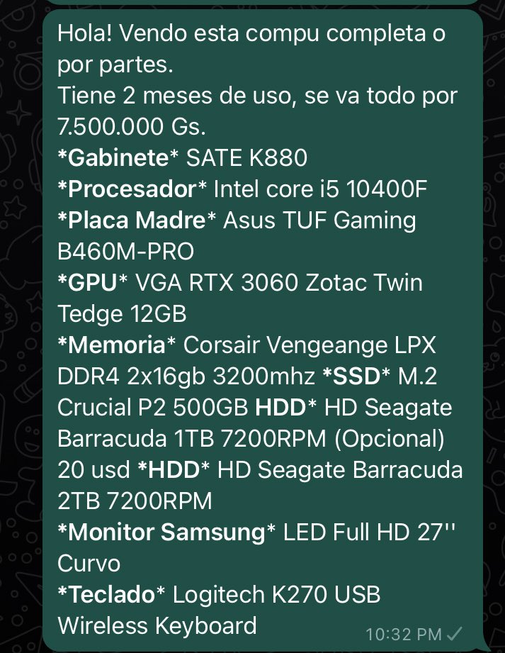mousharts's tweet photo. Hola! Vendo mi compu gamer super baratis. Whatsapp +15304163131 https://t.co/Nesvle2QBS