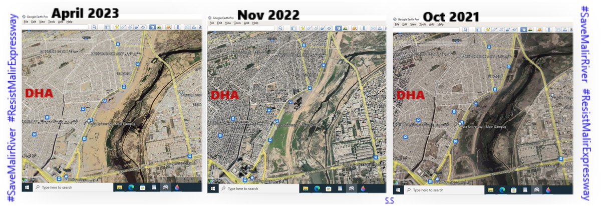 Malir River ecocide: 
Do you live in DHA Karachi? You think Malir Expressway won't affect you? 
1. Images of the Malir Riverbed &amp; floodplains 2021-2023
Jam Sadiq bridge area
2. Where the rainwater go? Urban flooding headed your way. How hot(ter) will it get?