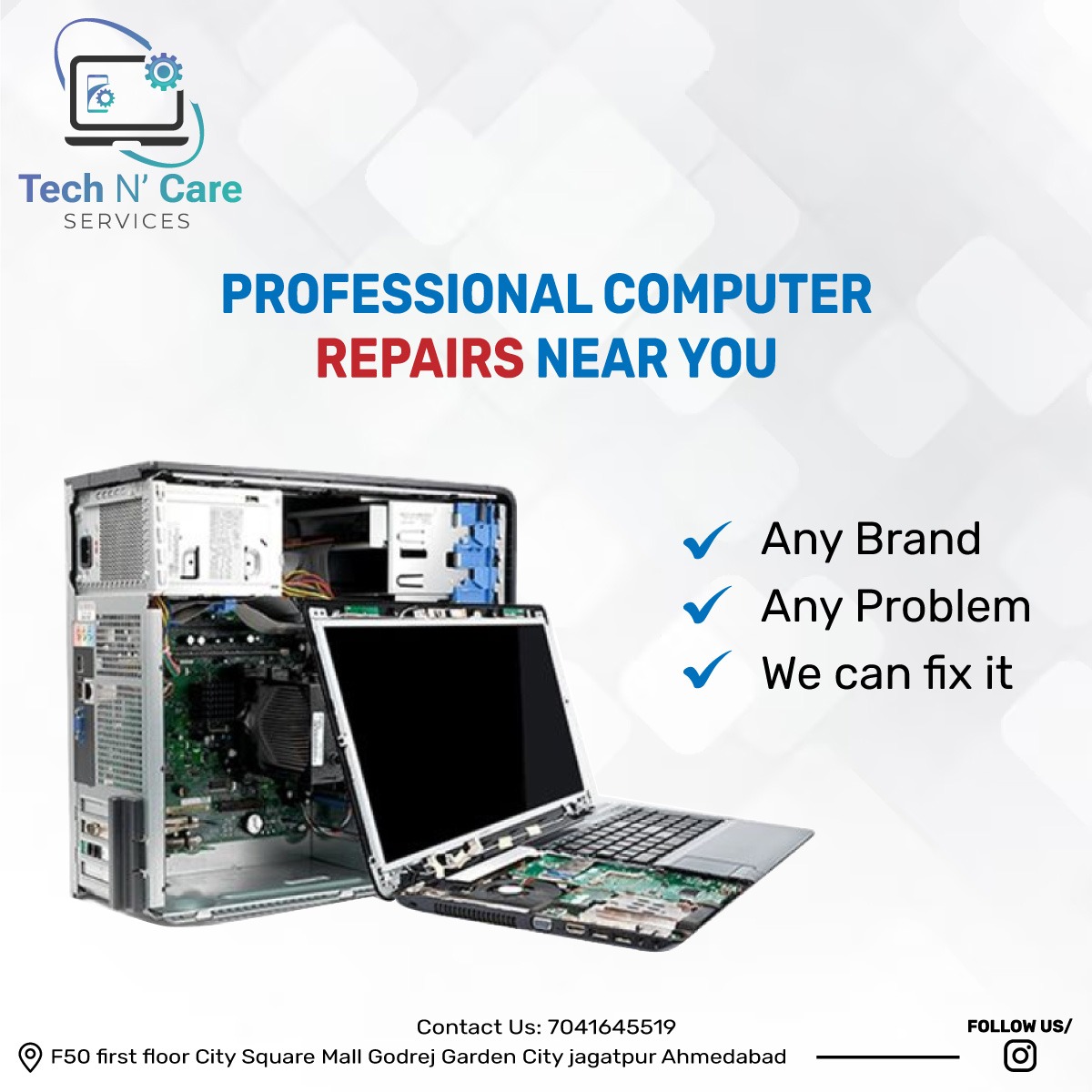 TechncareS's tweet photo. "Computer troubles? We've got you covered! Fast and reliable professional repairs for any brand, any issue. Let's fix it together!"

#Techncareservices #TechSolutions #ComputerRepair #QualityService #ReliableRepairs #TechGenius #ProblemSolved #FastFixes #Ahmedabad https://t.co/v2JQSfUUVz