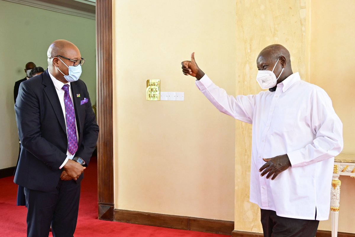 KagutaMuseveni's tweet photo. Yesterday at Entebbe, I received credentials from newly appointed Ambassadors & High Commissioners, Etsegenet Bezabih Yimenu (Ethiopia), Upender Singh Rawat (India), Hugues Chantry (Belgium), Lebbius Tangeni Tobias (Namibia), Callista Jennie Mutharika (Malawi), Marie Charlotte G. Tang (Philippines), Jeronimo Rosa Joao Chivavi (Mozambique), Silvio Jose Albuquerque (Brazil) and Christopher Thornley (Canada).
I welcome them to Uganda with a renewed pledge to continue the cordial relations we have with their respective countries that are based on mutual respect and cooperation.