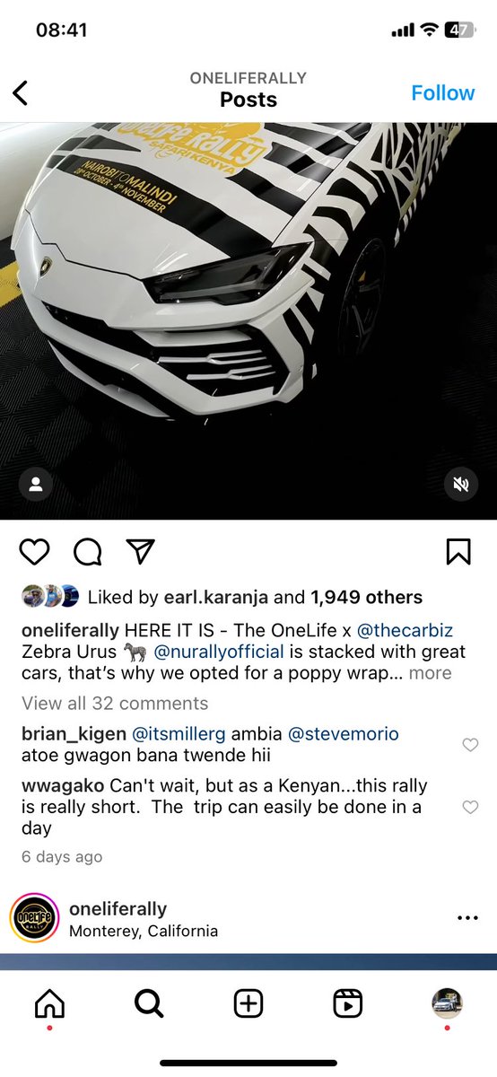 So these guys are an international group of car enthusiasts who do roadtrips (rallies) in super cars such as Lambos, Ferraris &amp; Mclarens. They have done Rome, Milan, Venice, Bucharest and the likes. In October they are doing Nairobi-Malindi via Masai Mara and Amboseli. 

Really