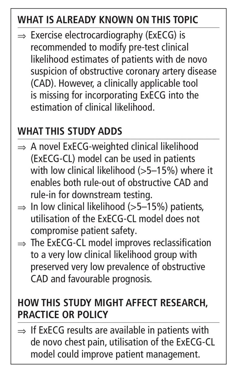 lostrasmussen's tweet photo. Of press: a novel exercise ECG-weighted clinical likelihood model improves discrimination and potentially management of de novo chest pain patients. 

📖: @Heart_BMJ 

Huge 🙌🏻 to @SimonWinther5 @mortenboettcher @SamEmil @JuhaniKnuuti @cvrints ➕Koen Nieman and David Newby. https://t.co/gk65DFBgMd