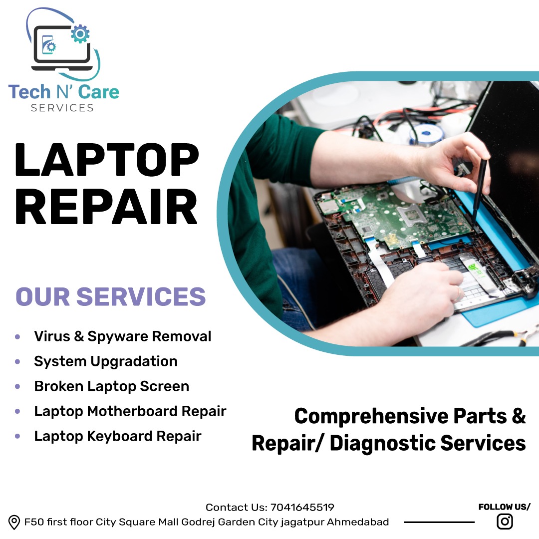 TechncareS's tweet photo. "Unleash the potential of your laptop with our expert services: virus sweep, screen revival, and more! Your tech, our expertise."

#Techncareservices #LaptopSaviors #RepairMasters #TechRescue #TechRevival #LaptopRenewal #LaptopCare #MotherboardMagic #PerformanceBoost #Ahmedabad https://t.co/UEB9sqMLk1