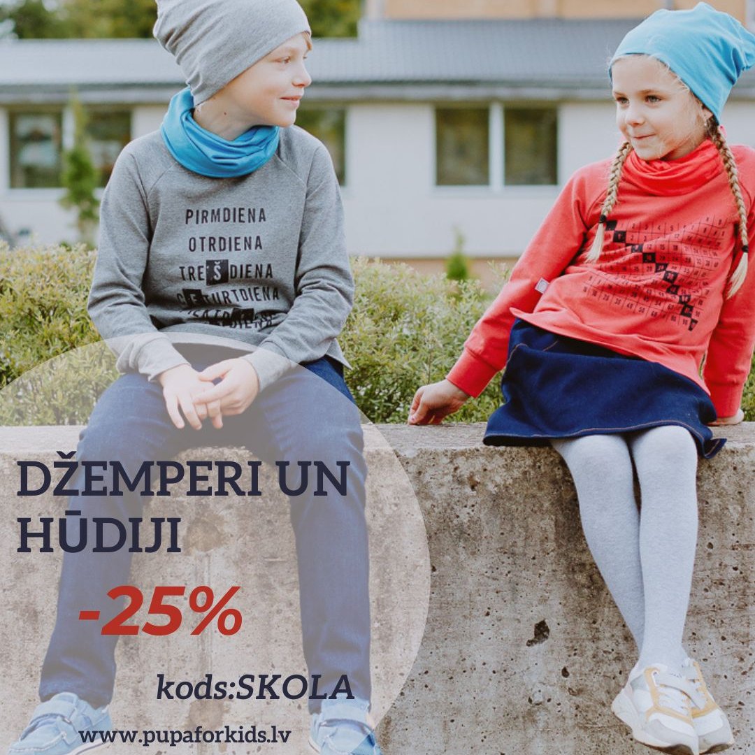 LĪDZ SKOLAI VĒL TIKAI NEDĒĻA!

Lai skola sākums būtu pavisam priecīgs, dāvinam 25% atlaidi visiem DŽEMPERIEM un HŪDIJIEM, kas var kļūt par mazo skolēnu mīļāko un ērtāko ikdienas apģērbu!

Vairāk te - facebook.com/pupaforkids/po…

Izvēlies te - pupaforkids.lv/veikals/catego…
Kods:SKOLA
