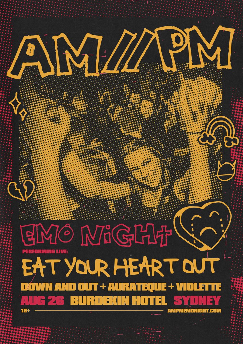 weareviolette's tweet photo. We're back in Sydney for @ampmemonight Emo night club next month! With our friends in @eyhoband and @DownAndOutAus and aurateque!

 #weareviolette #band #newdawn #eatyourheartout #posthardcore #metalcore #australianmetalcore #ausmusic #music #sydney https://t.co/Lc5E1l6HUx