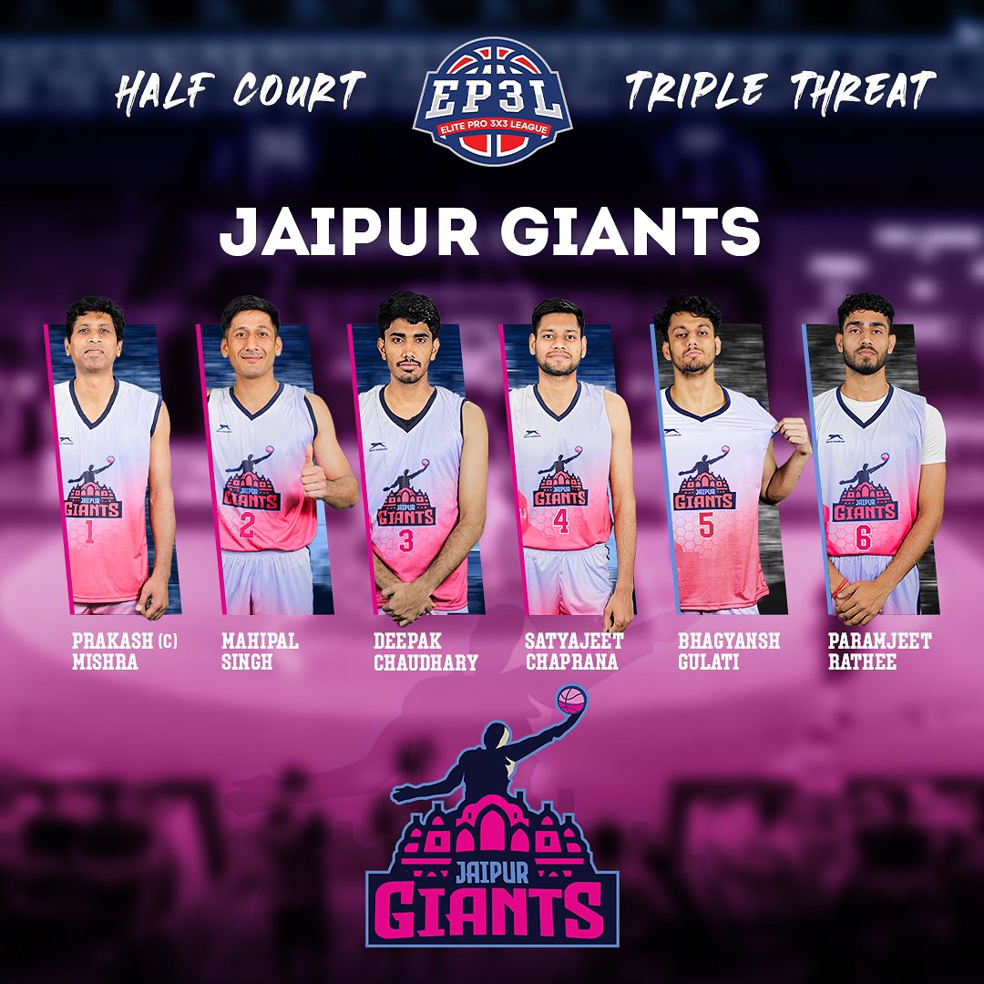Jaipur Giants ⚡⚡ in Elite Pro League
#GiantImpact👑
#welcome #halfcourt #TripleThreat 
#basketball #3x3 #ep3l #elitepro3league #eliteprobasketballleague #mensbasketball