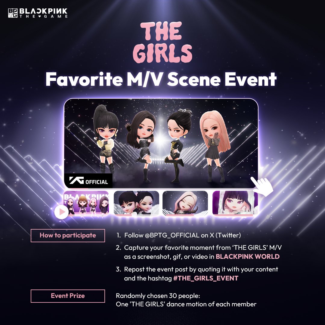 [🎞️] 'THE GIRLS' Favorite M/V Scene Event

Producer, the day has come! The music video for #THE_GIRLS is finally out in BLACKPINK World!🎉

We are super curious about which scenes Producers like the most.
Let us know your favorite one by capturing it and quoting this post with