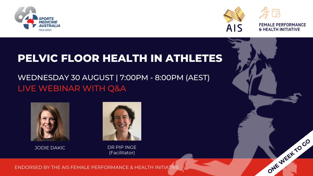 Sports Medicine Australia (@sma_news) on Twitter photo Join us next week for a conversation on pelvic floor health in female athletes led by Jodie Dakic and facilitated by Dr Pip Inge.This is th third event in our series of educational webinars co-hosted by SMA and the <a href="/theAIS/">Australian Institute of Sport</a> FPHI.
👉 Don't miss out: zurl.co/BpGR Join us next week for a conversation on pelvic floor health in female athletes led by Jodie Dakic and facilitated by Dr Pip Inge.This is th third event in our series of educational webinars co-hosted by SMA and the <a href="/theAIS/">Australian Institute of Sport</a> FPHI.
👉 Don't miss out: zurl.co/BpGR